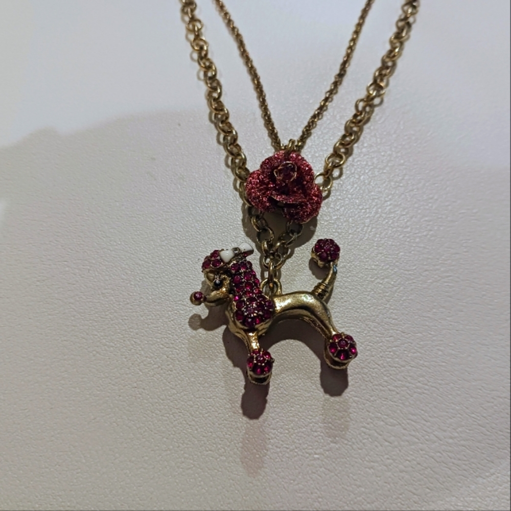 Betsey Johnson Gold French Poodle Necklace